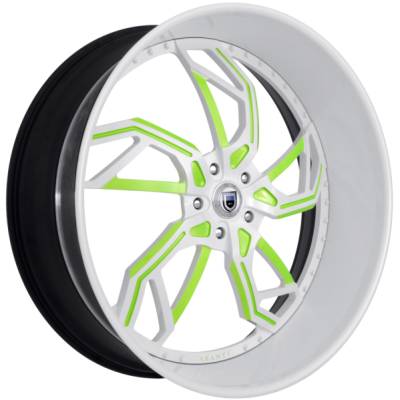 Asanti 806 White and Green Wheels